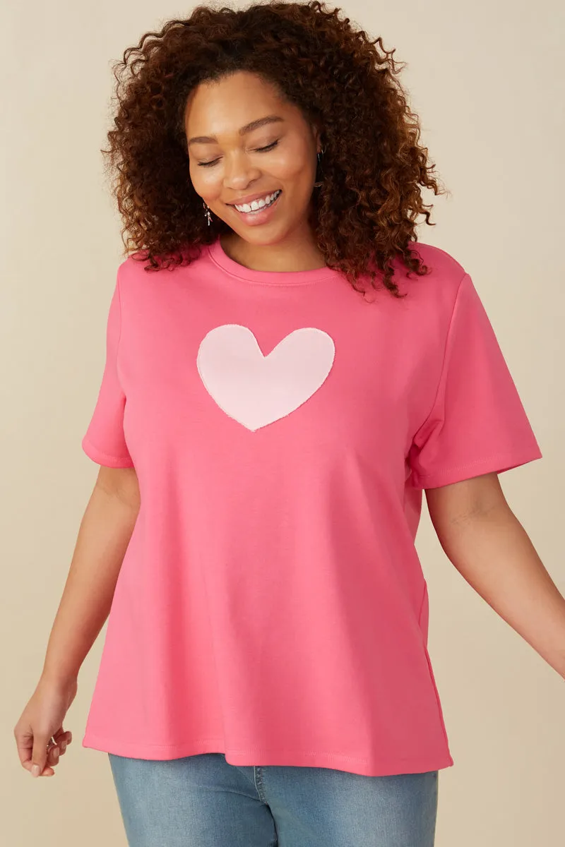 Heart Patch Contrast Band T Shirt AllDay Comfort Design