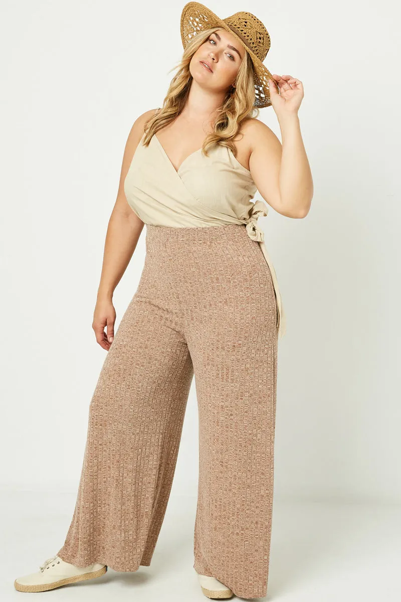 Lounge-friendly DoubleLayeredKnees Heathered Ribbed Wide Leg Knit Lounge Pants