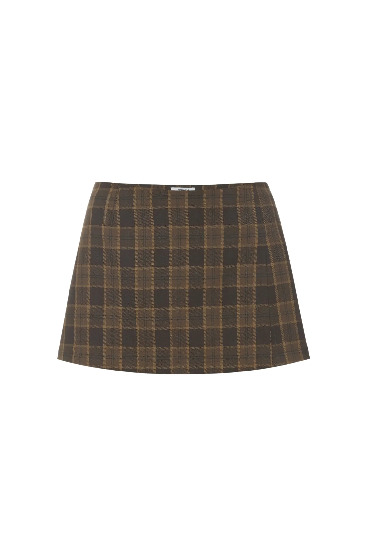 MICRO MINI SKIRT - PLAID BROWN Reinforced Stitching