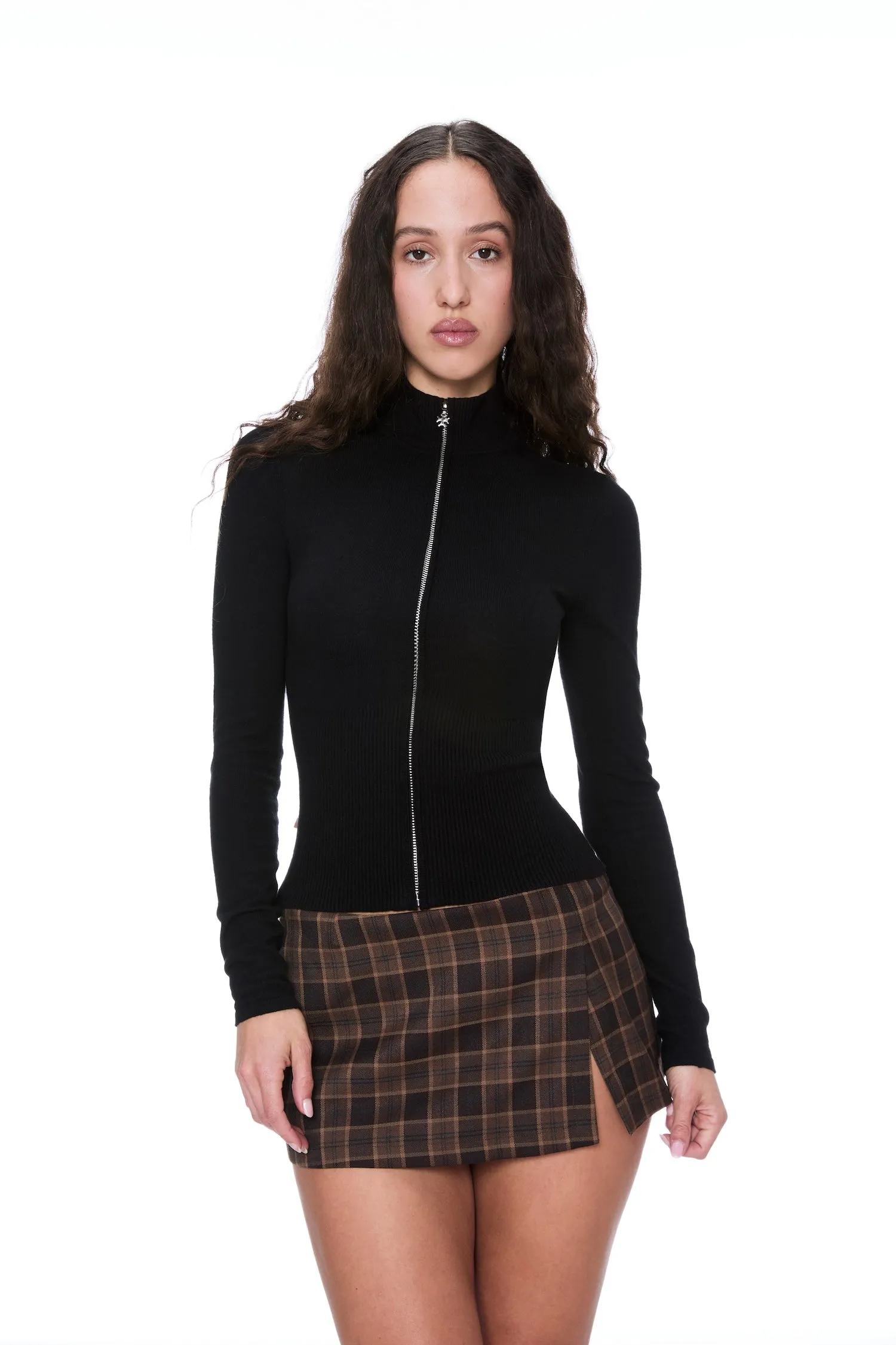 Cozy Fit MICRO MINI SKIRT - PLAID BROWN