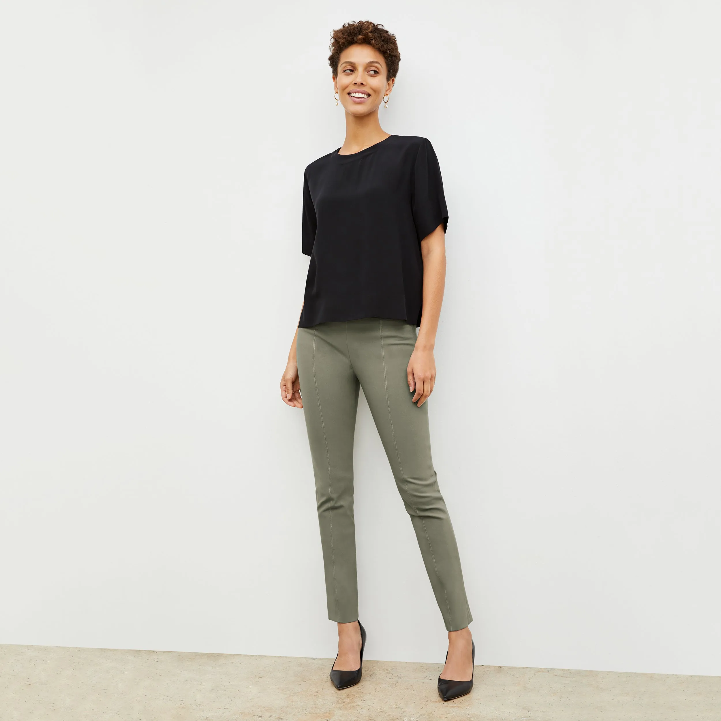 Annika Tee - Washable Silk :: Black Anti Static Treatment