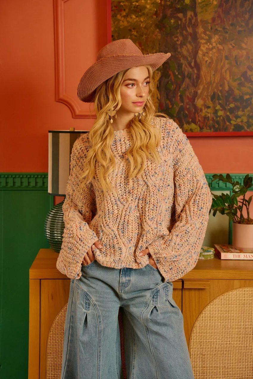 Barrel Waist IT4699S-01 | TEXTURED MULTI COLORS SWEATER TOP RELAXED FIT