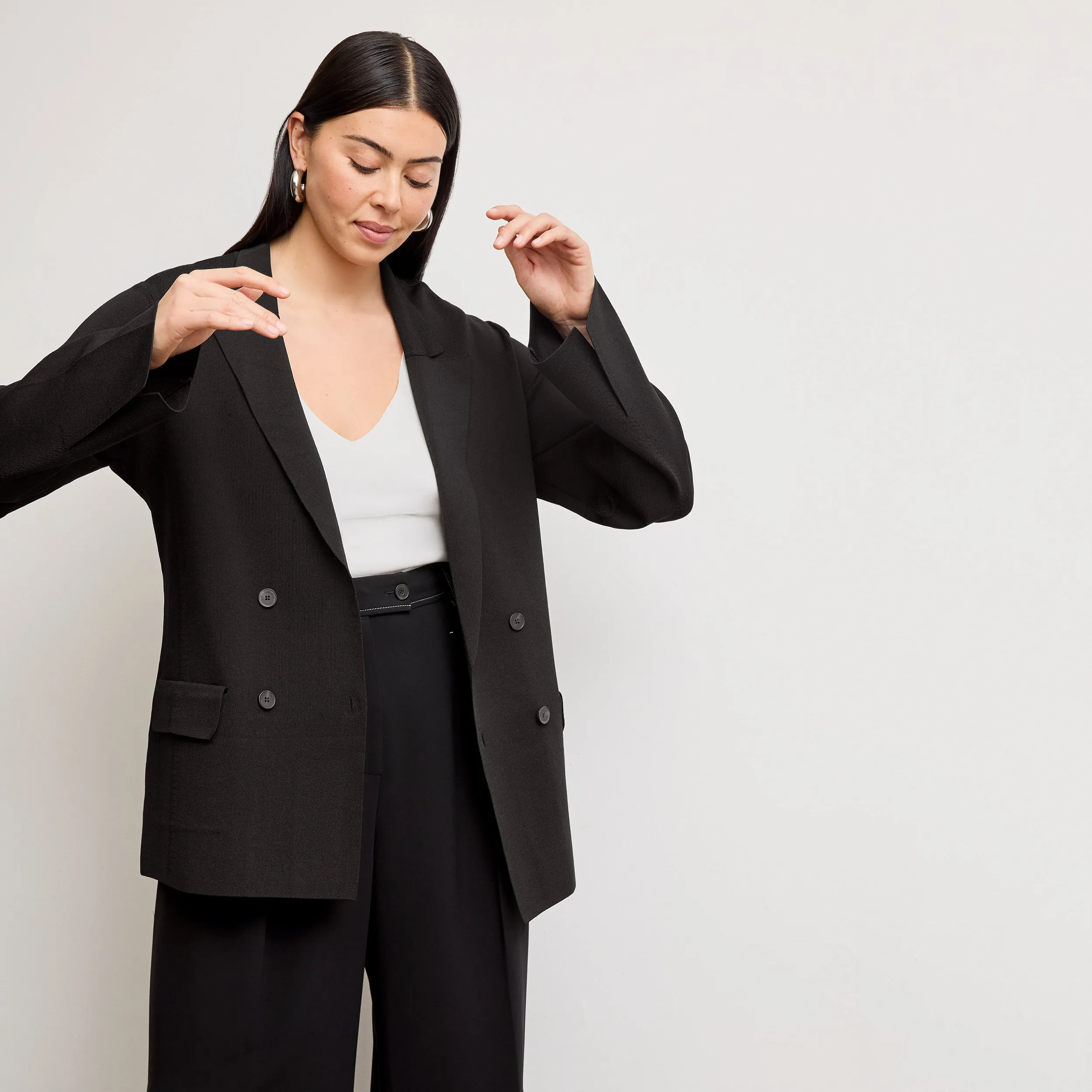 Cody Boyfriend Jardigan :: Black Wrinkle Free Exterior Lightweight Polyester Blend