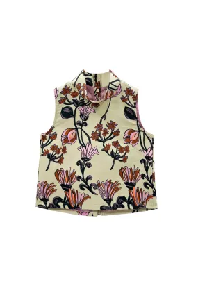 Cropped Sleeveless Tailored Mod Top - Citron Vines AntiPill Surface