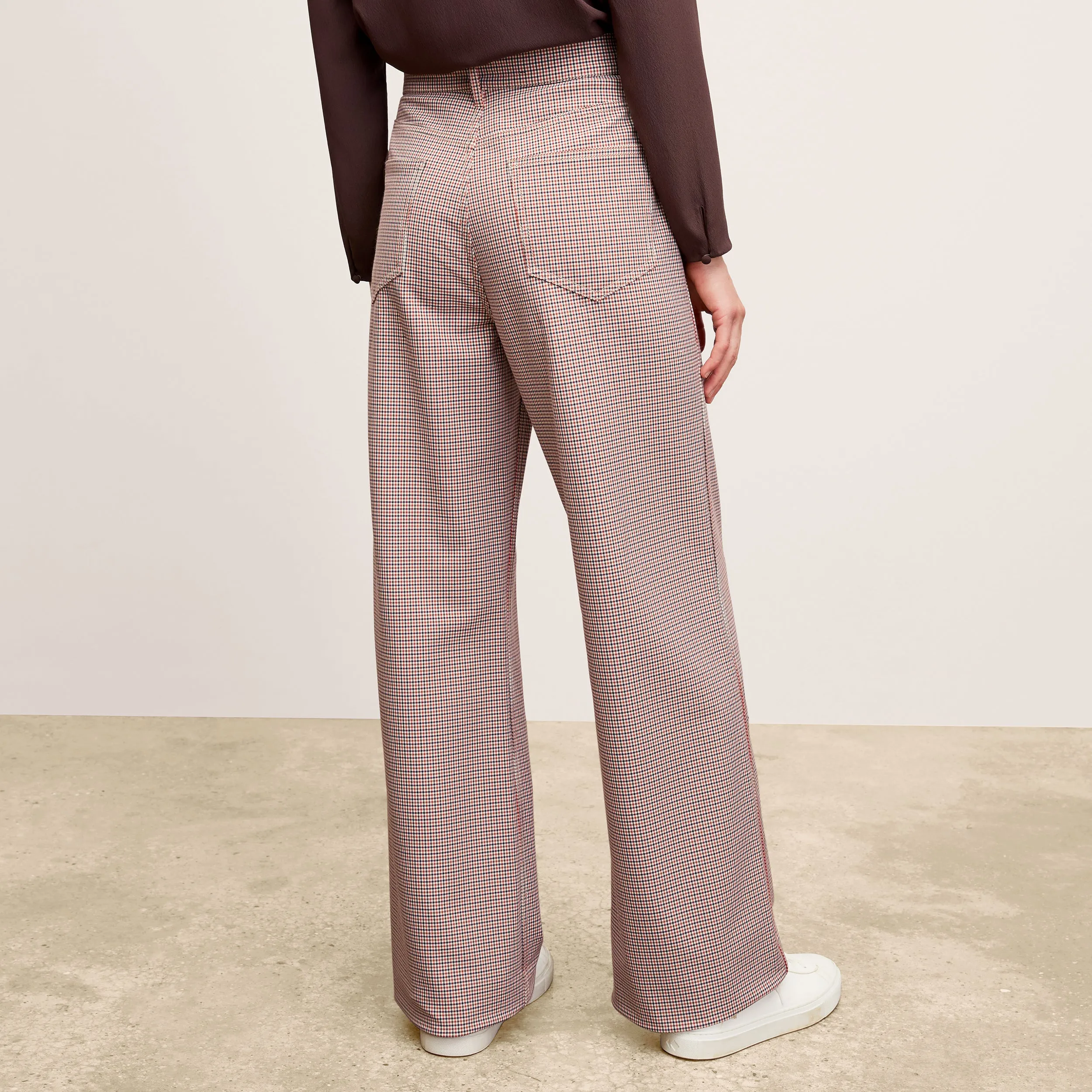 ButterySoftTextile Thermal Regulation System Hemlock Stitch Detailing Milo Wide-Leg Jean - Stretch Twill :: Mini Check