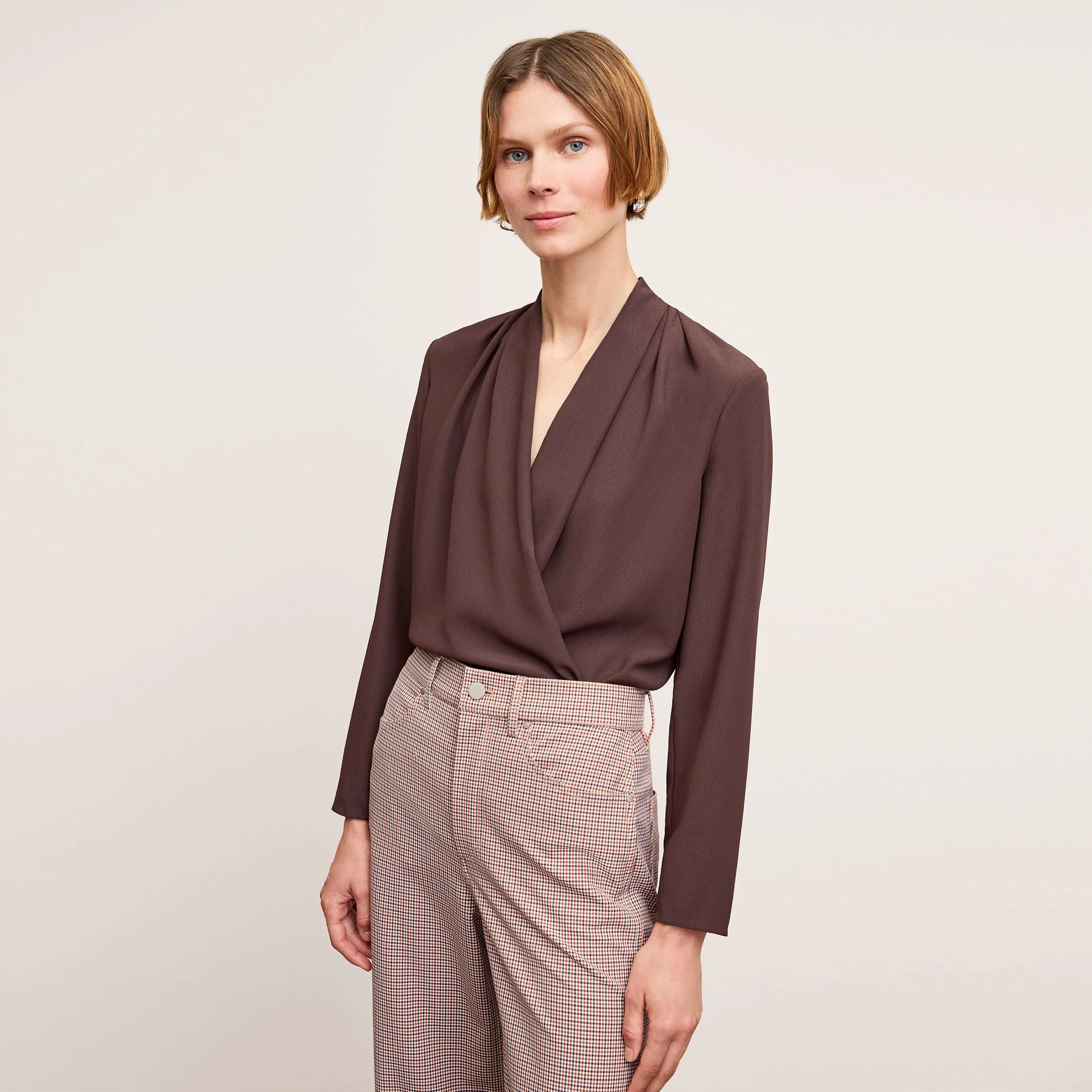 TemperatureRegulating Fabric Hemlock Stitch Detailing Milo Wide-Leg Jean - Stretch Twill :: Mini Check