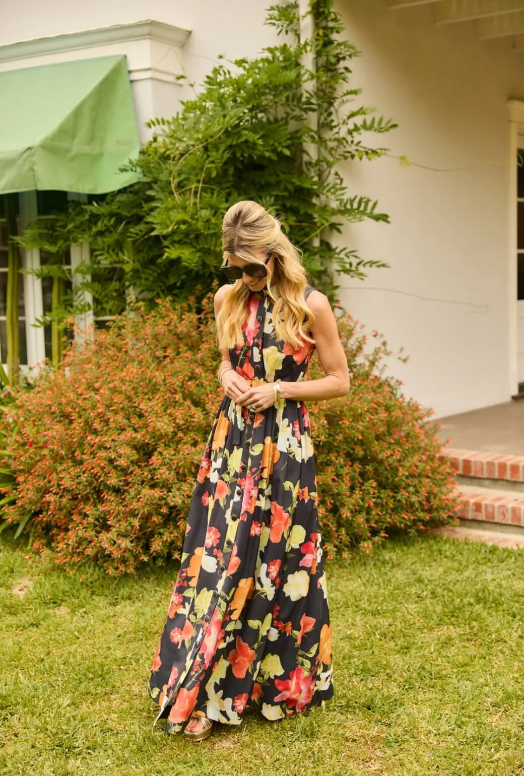 Sleeveless Shirtdress MAXI - Hibiscus WaterRepellent Finish