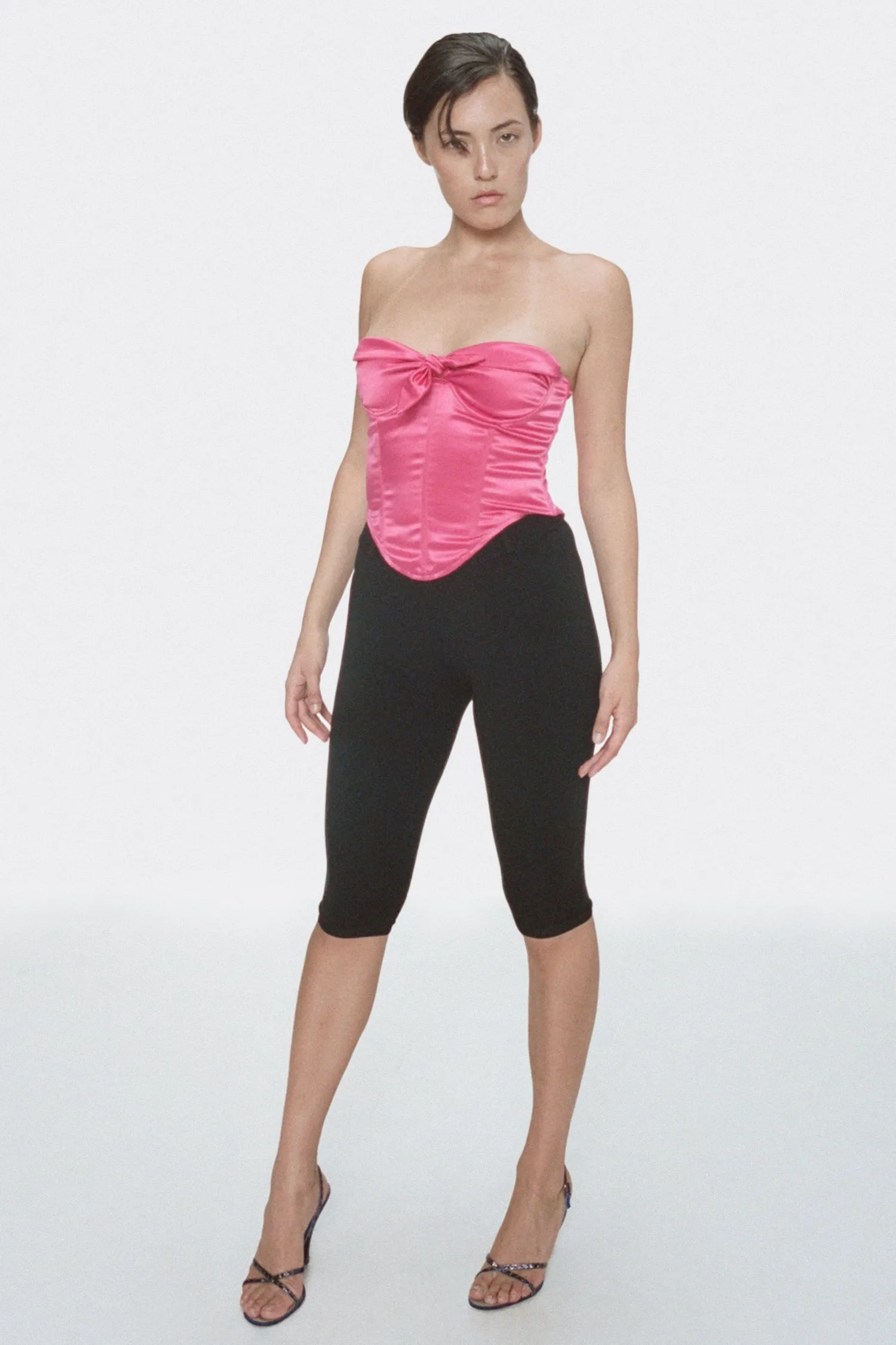 DoubleLayered Neckline Stretch Waistband Design CARMEN CORSET - FUCHSIA