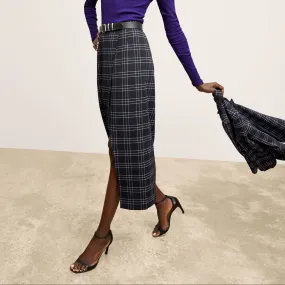 High Collar Neckline Options Amara Skirt - Knit Suiting :: Plaid Non Irritating Seams