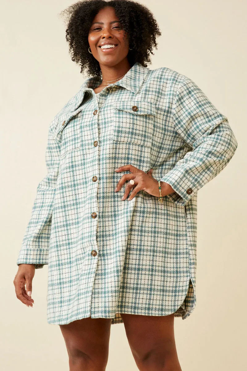 Front Pocket Long Line Flannel Shirt Jacket Work Tough Sleek Layer Fit