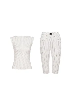 Tagless Design BrushedInnerLining KELLY TOP   JANE SHORT - BLACK POLKA DOT