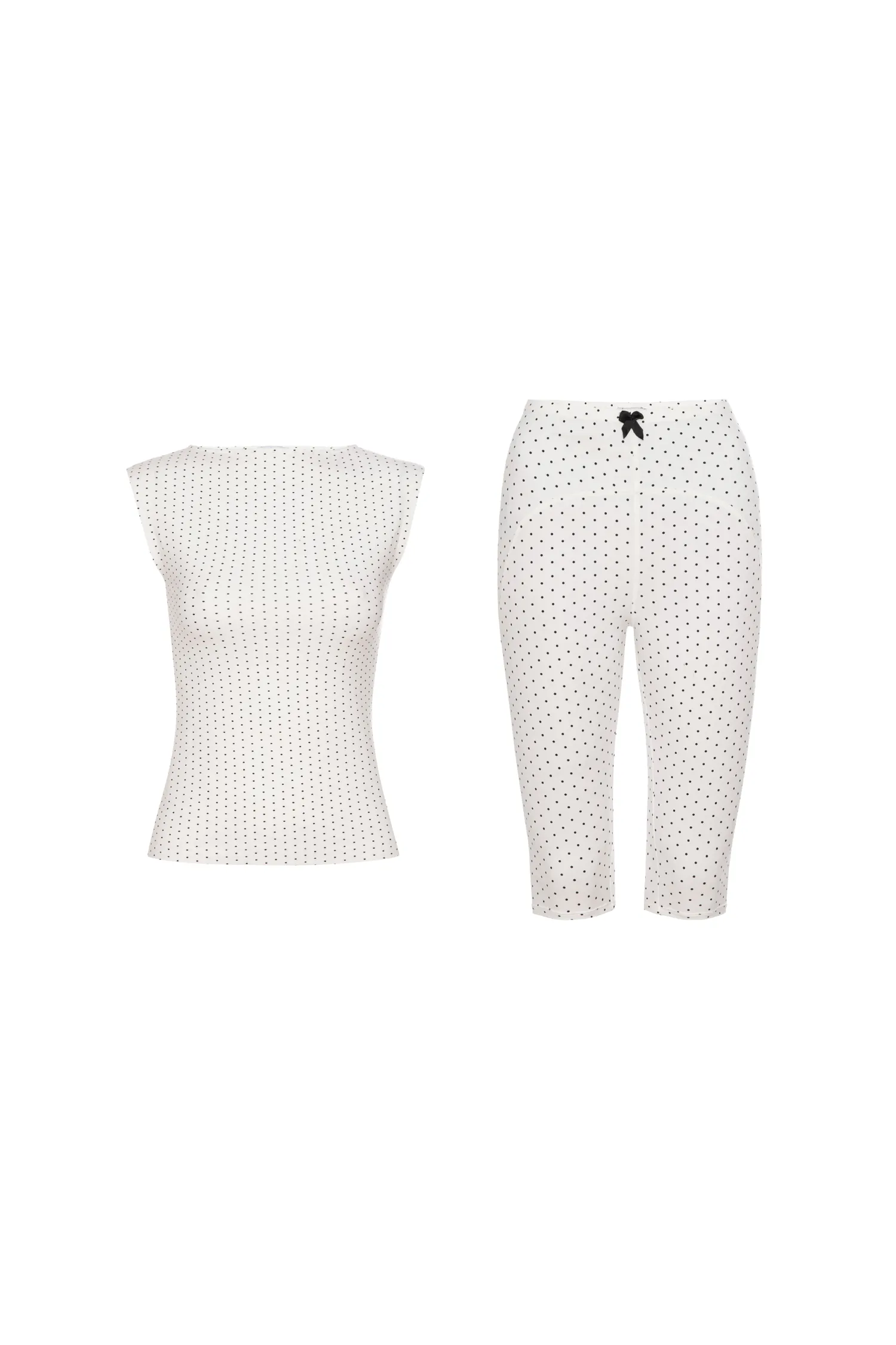 Reinforced Hems Tear Resistant Reinforcement KELLY TOP   JANE SHORT - BLACK POLKA DOT