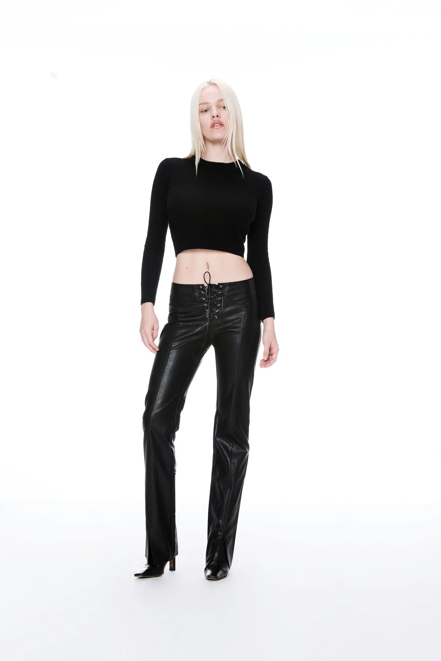 ELEMENT LACE UP PANT - BLACK VEGAN LEATHER SturdyBeltLoops