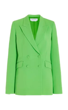 Stephanie Blazer in Fluorescent Green Virgin Wool Crepe Casual Jacket