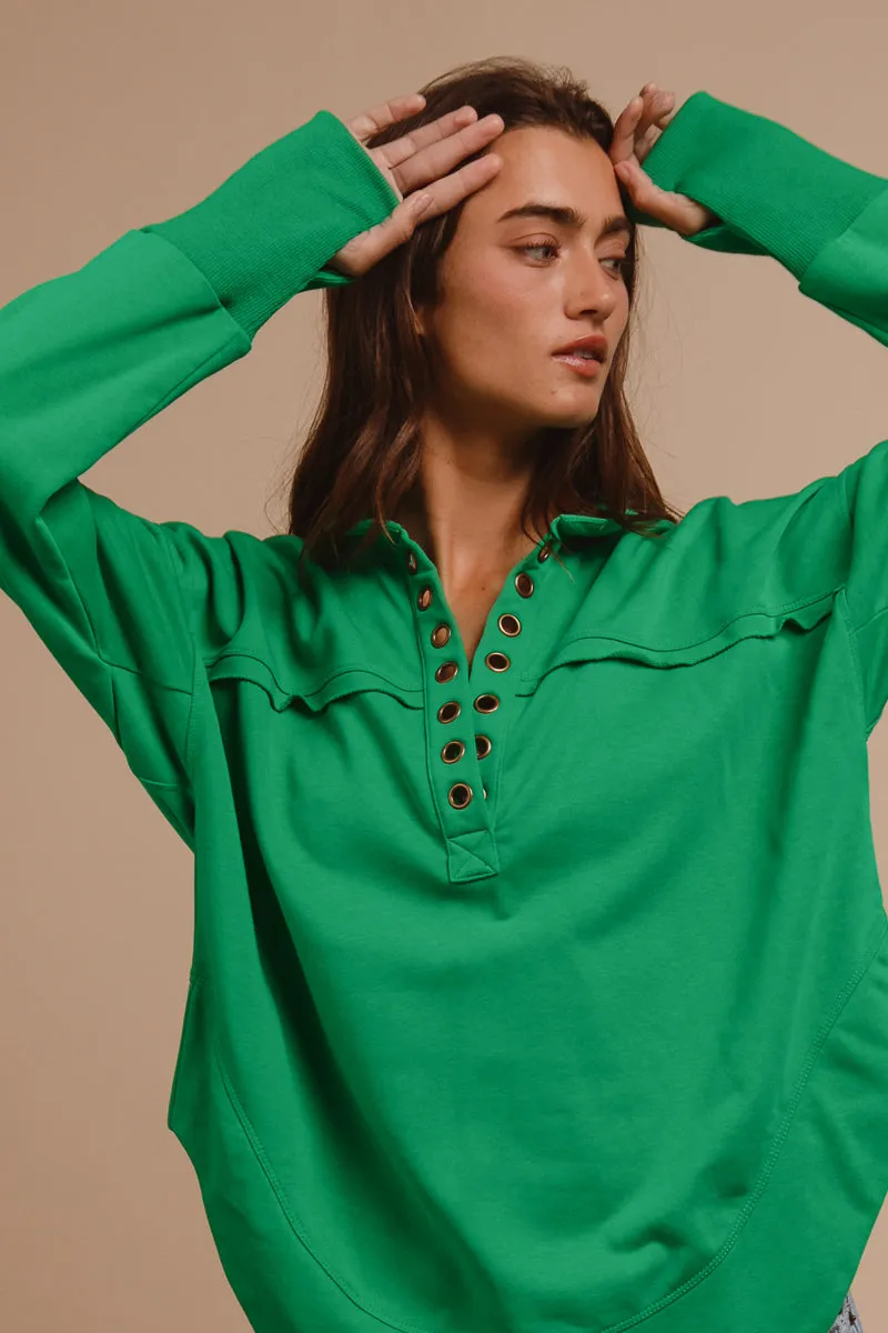 AntiStatic Treatment VentilatedMeshPaneling IP8190-01 | HALF NECK THUMBHOLE CUFF PULLOVER