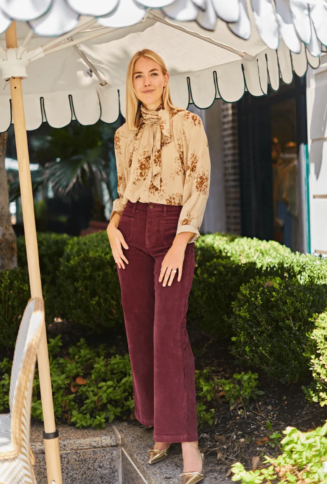 High Rise Sailor Cords - Cranberry Office Appropriate