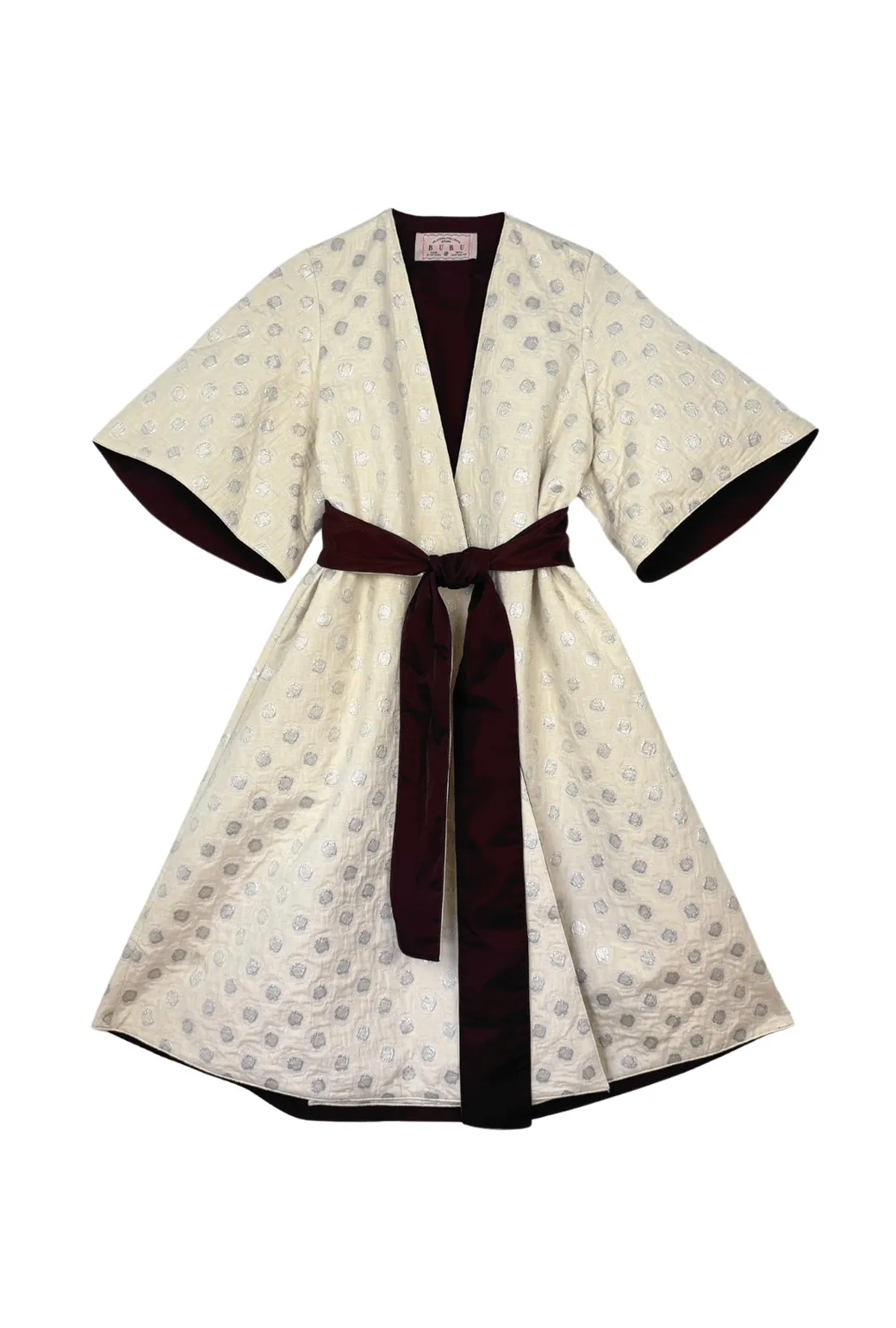 Adjustable Fit Design NonBulkyLayering Buru x Tori Mellott The Tori Coat Dress - Silver Dot