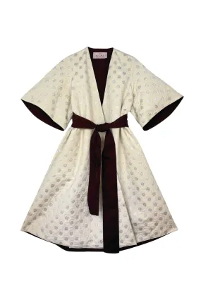 Adjustable Fit Design NonBulkyLayering Buru x Tori Mellott The Tori Coat Dress - Silver Dot