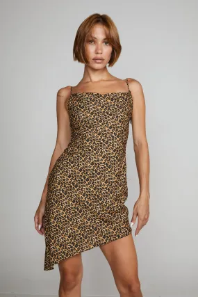 ConvertibleCollar Loose cut HELGA DRESS - LEOPARD