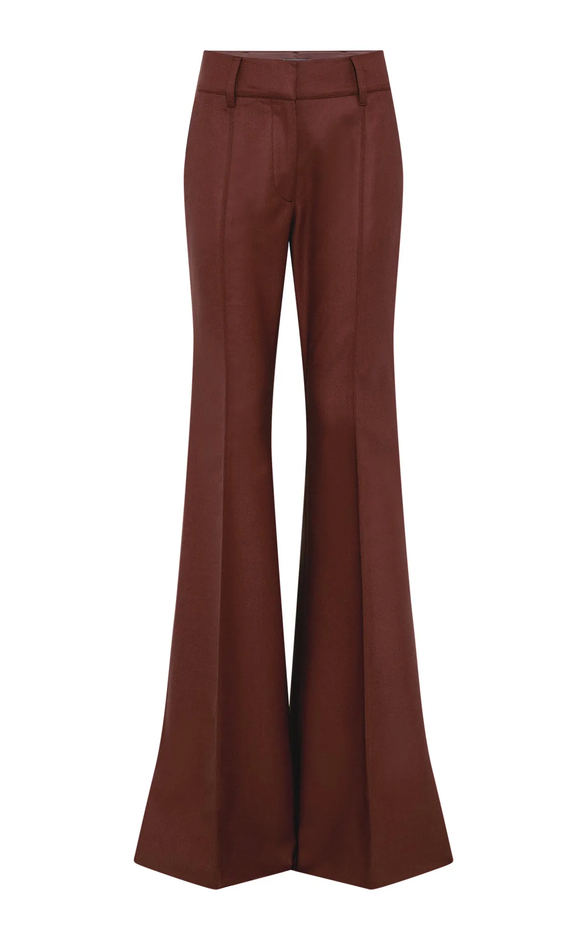 AntiPillingTreatment Soft touch finish Rhein Flare Pant in Burnt Sienna Wool Cashmere Flannel