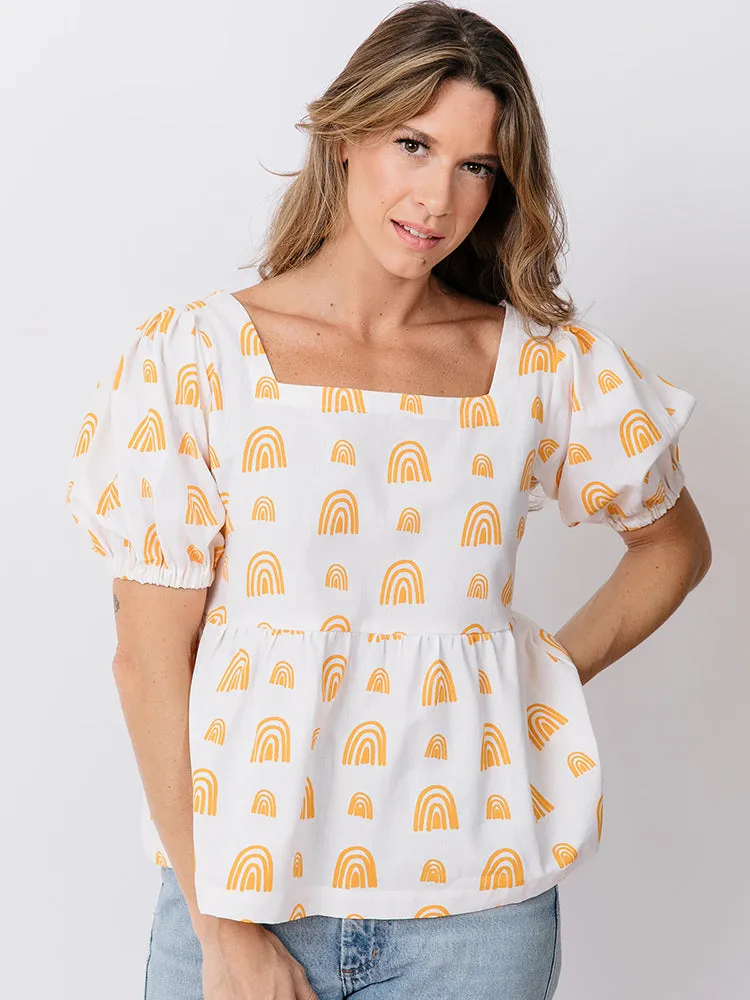 Interlock Weave Quick Release Fastener Nico Babydoll Top - Sunny Stripes