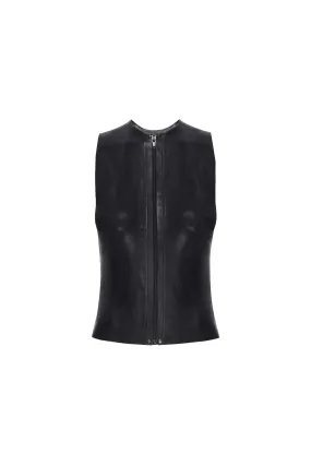 linen material AISHA TOP - BLACK LATEX