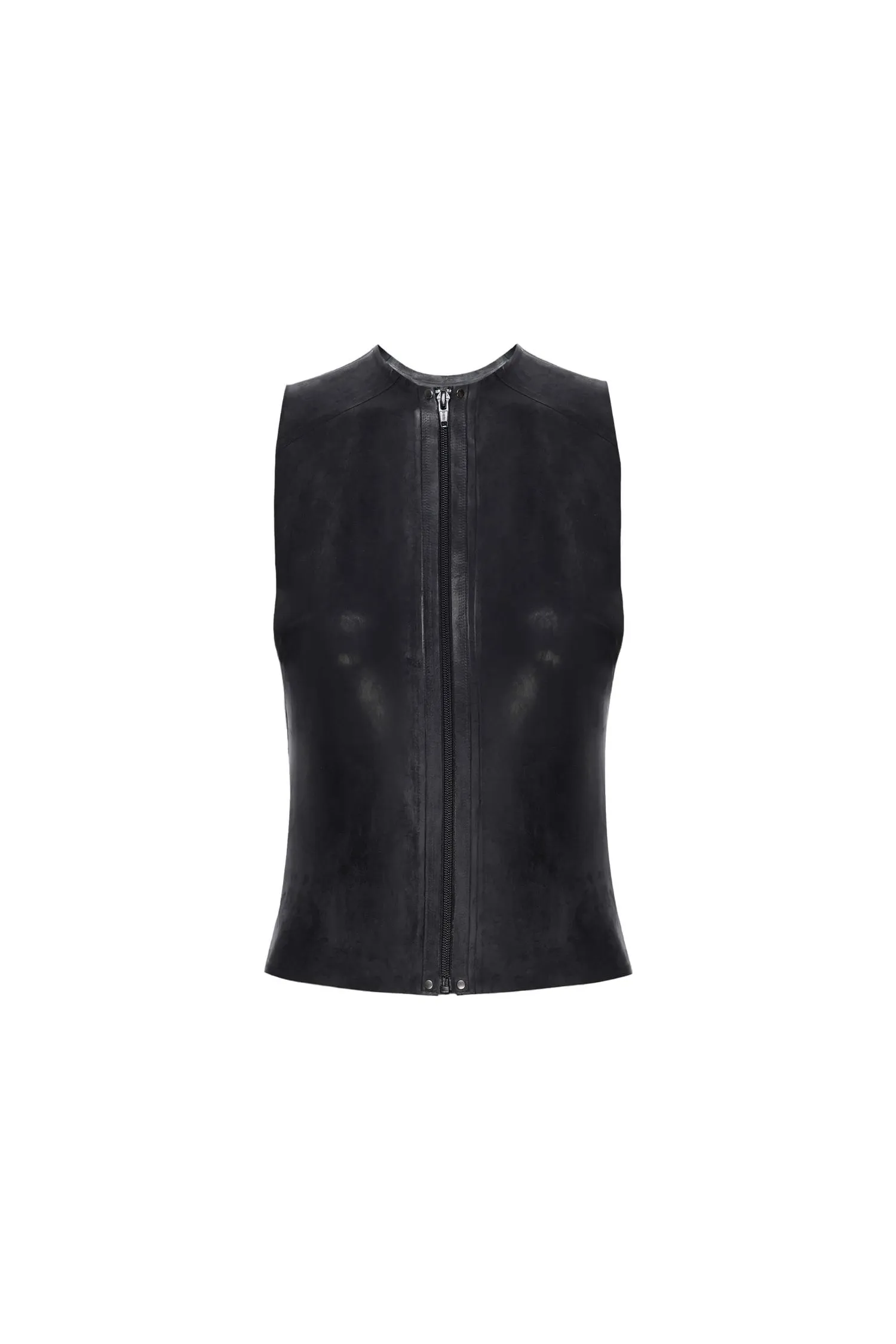 linen material AISHA TOP - BLACK LATEX