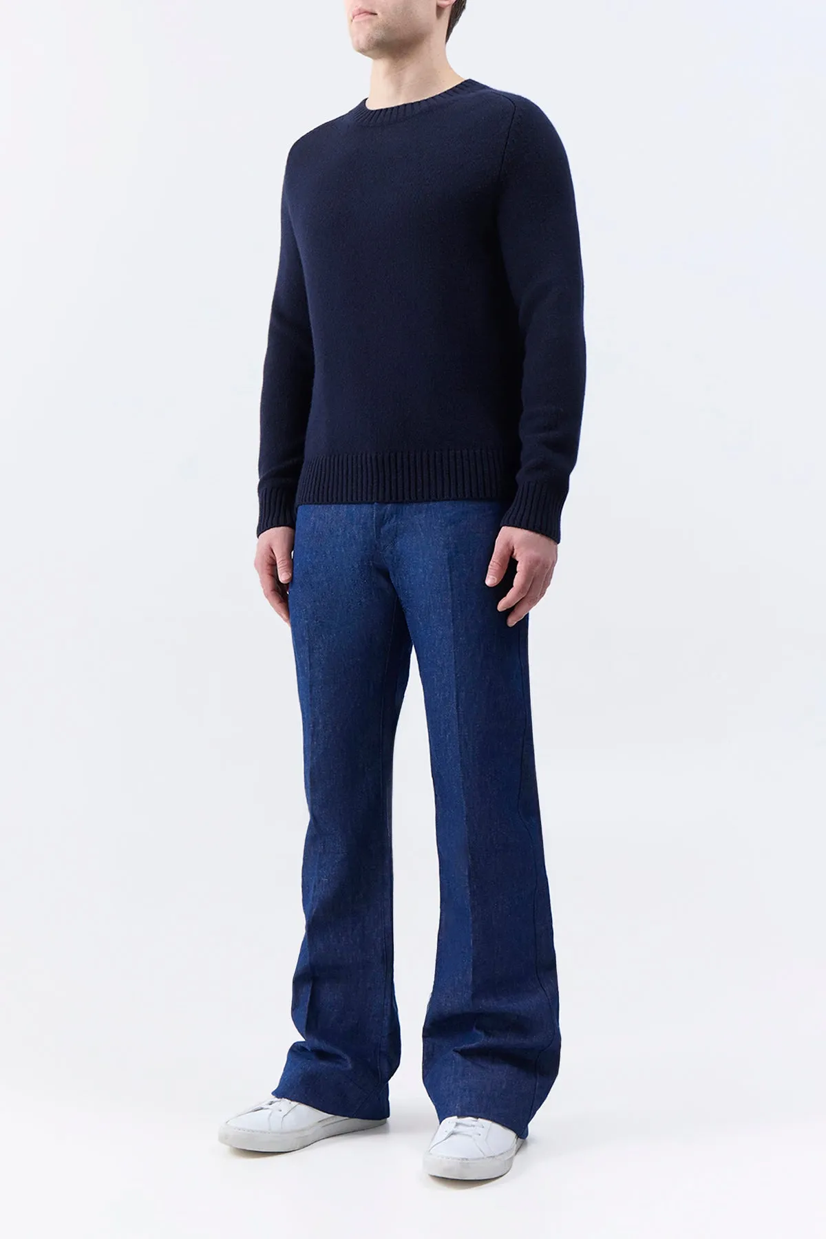 TemperatureRegulating Yarn Francesco Knit Sweater in Dark Navy Cashmere