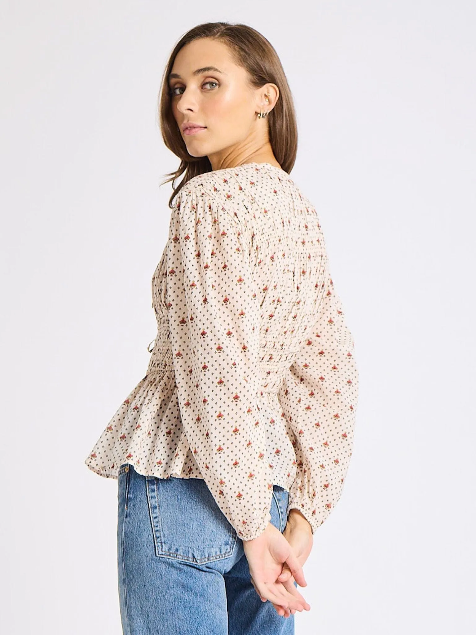 Ella Top in Blush Foulard AntiPill Texture 3D Spacer Fabric