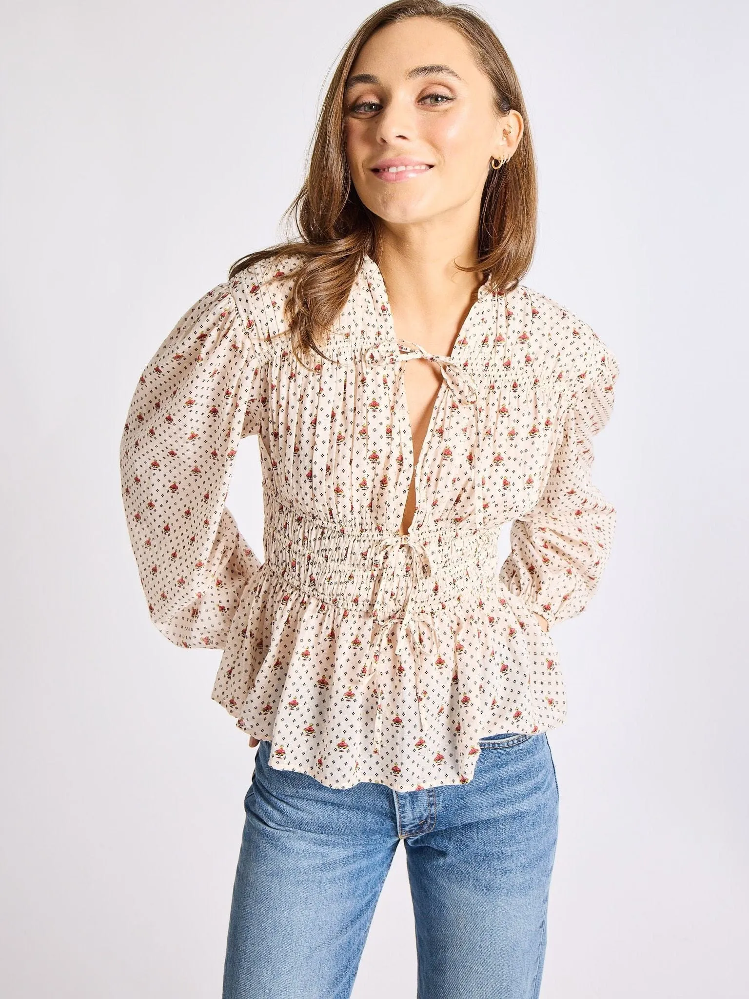 Breathable Microfiber Ella Top in Blush Foulard