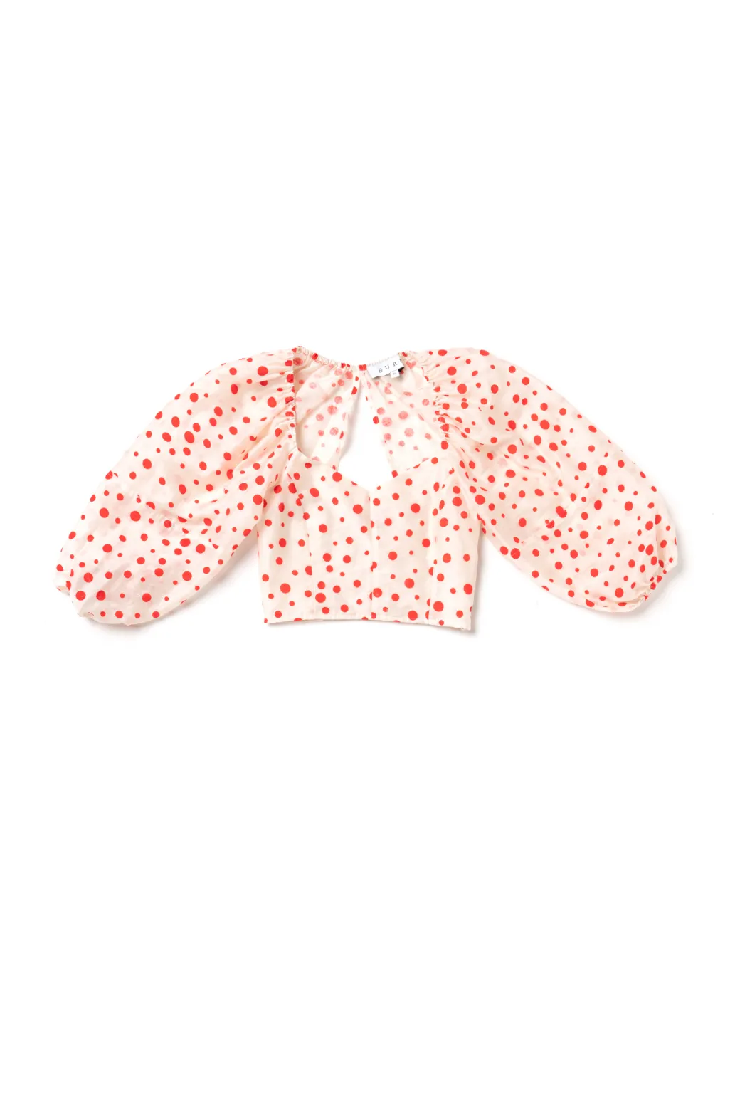 Balloon Sleeve Bustier - Flocking Dot Activewear Top