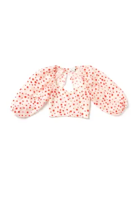 Balloon Sleeve Bustier - Flocking Dot Activewear Top