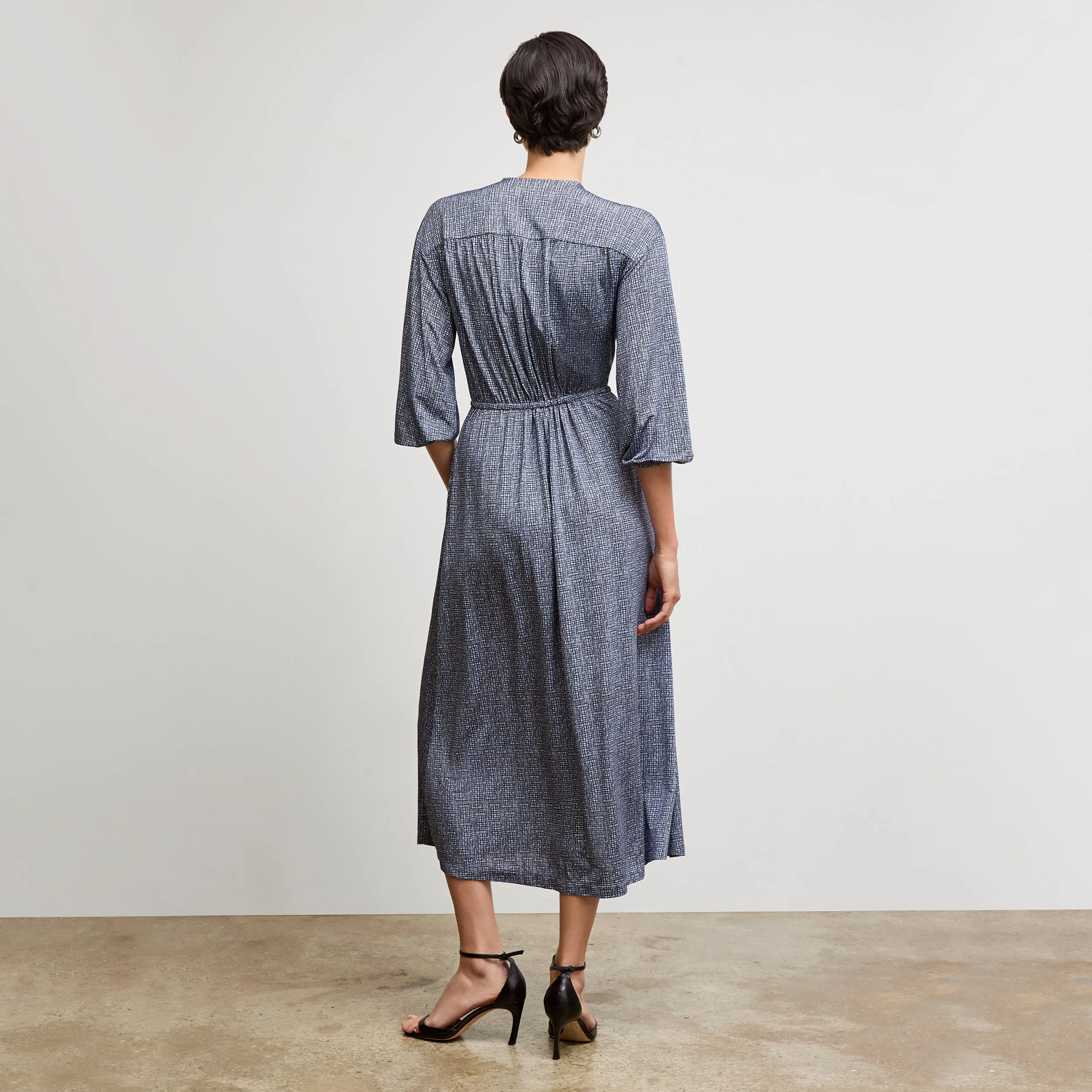 Hope Wrap Dress - Printed Jersey :: Blueprint Sketch NonIrritating TwoToneEffect Ribbed Hem