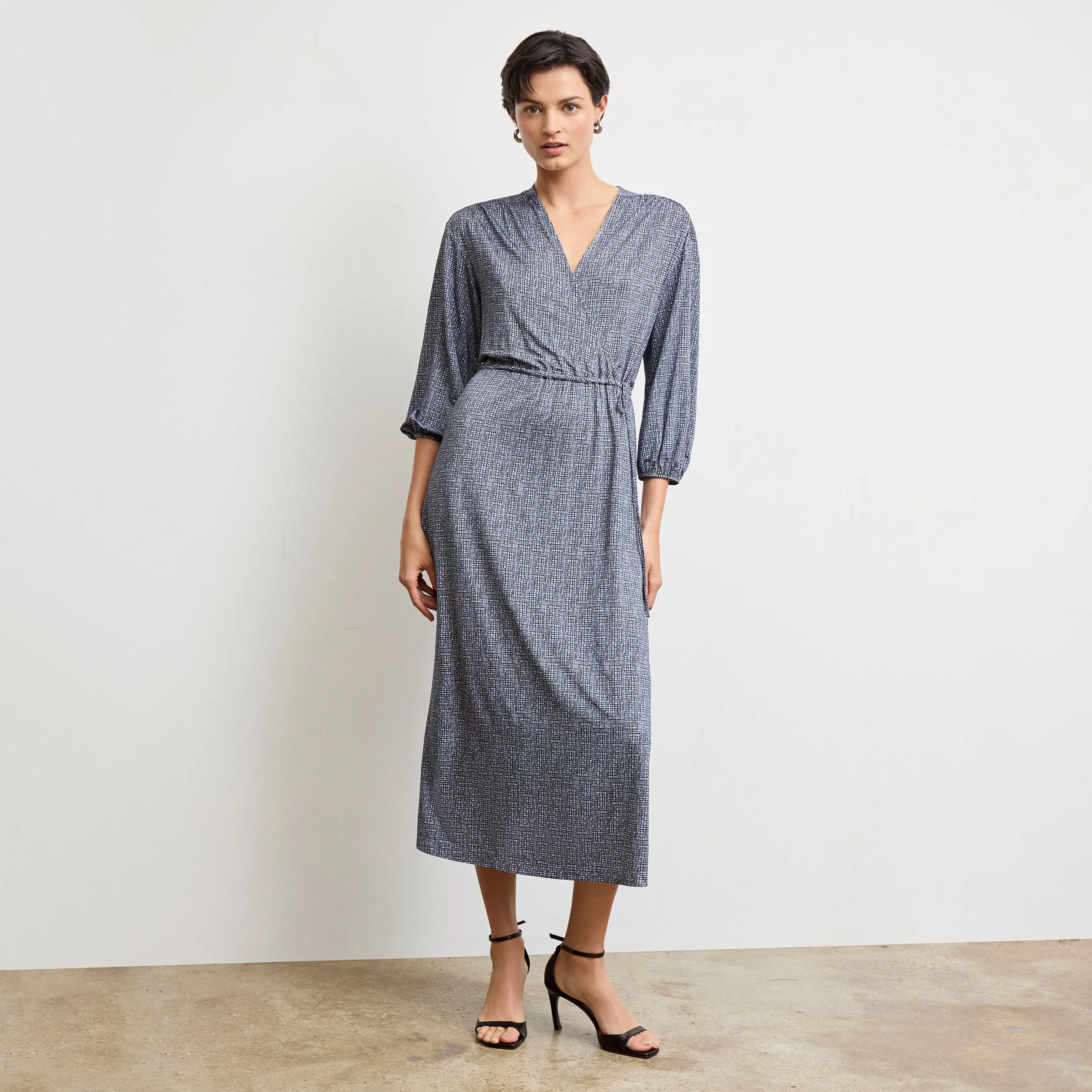 Hope Wrap Dress - Printed Jersey :: Blueprint Sketch NonIrritating EcoFriendlyTexture WeightedHem