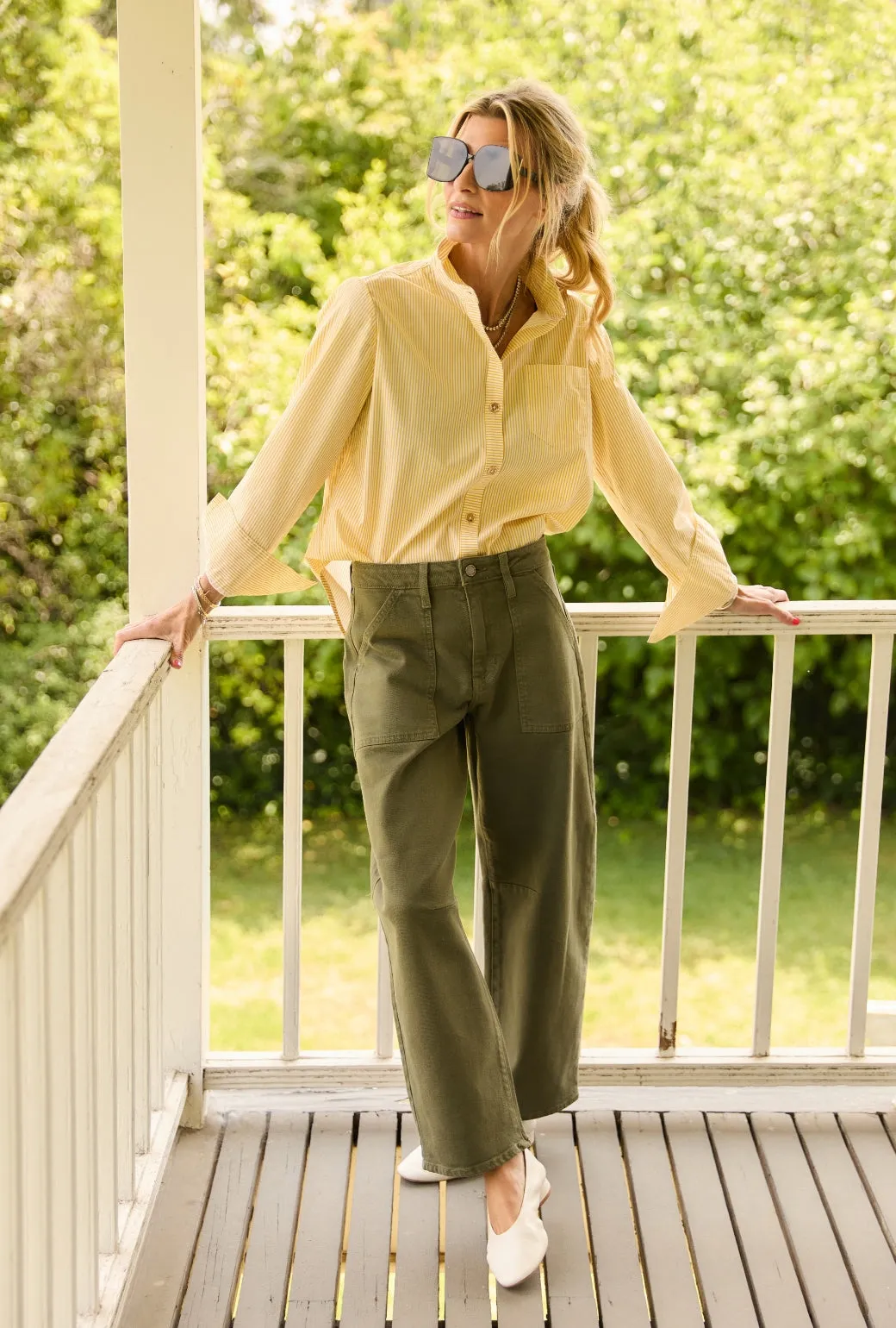 Horseshoe Jeans with Pockets - Olive StainResistantFinish