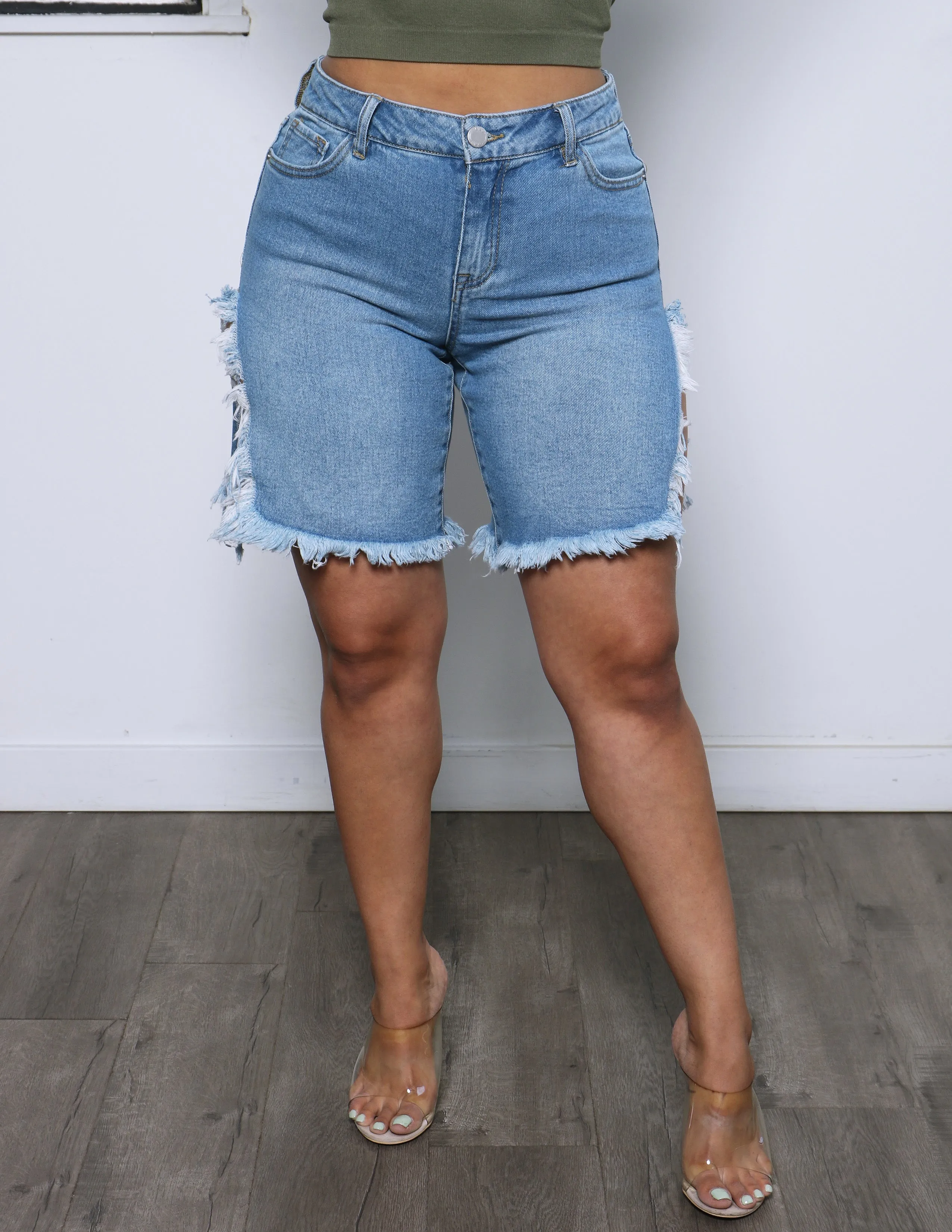 Street Comfort Hot Girl High Side Slit Bermuda Short