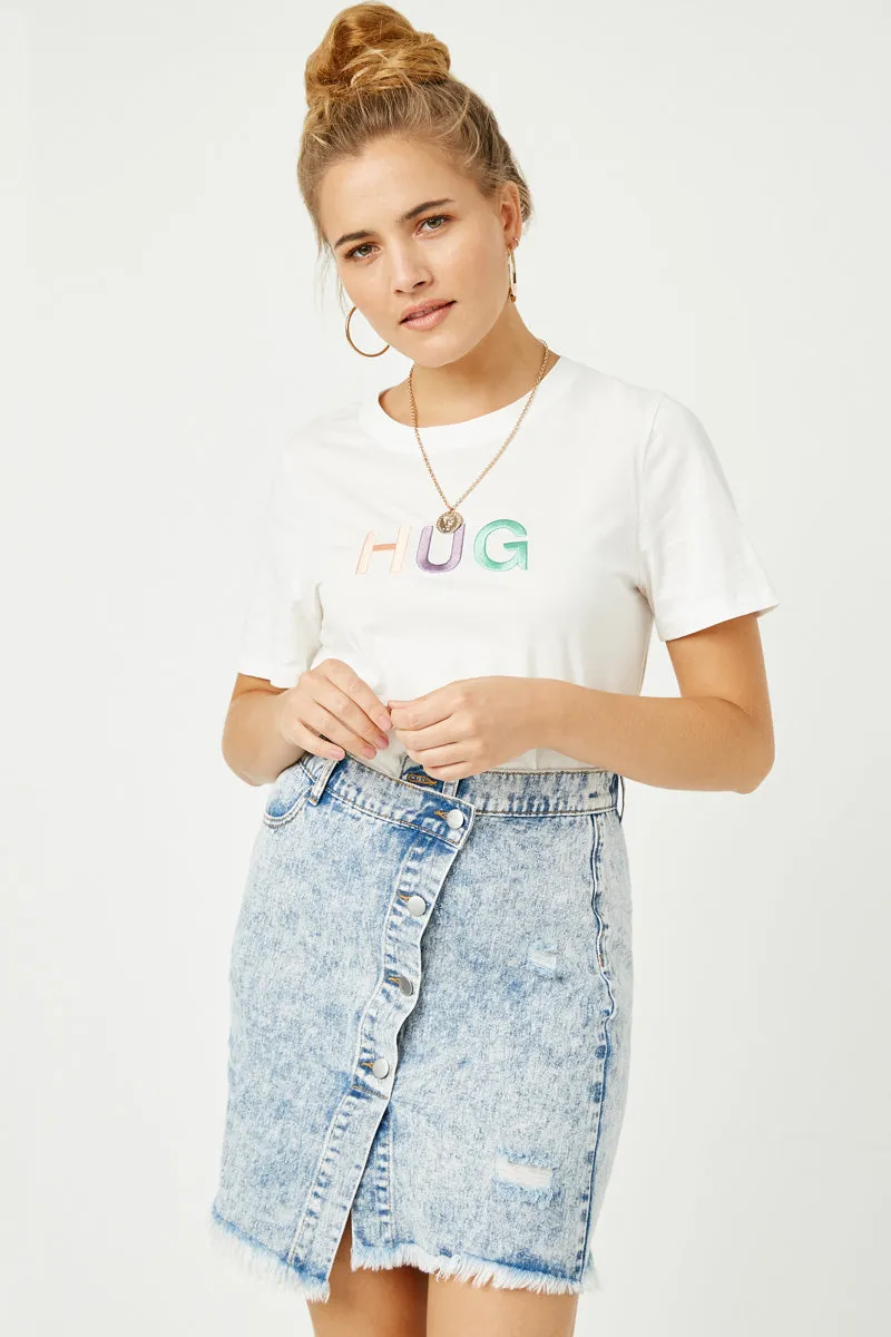V-neck Blouse Hug Embroidered Graphic Tee