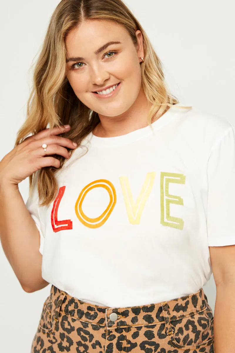 Love Flocked T Shirt SeamFreeShoulder