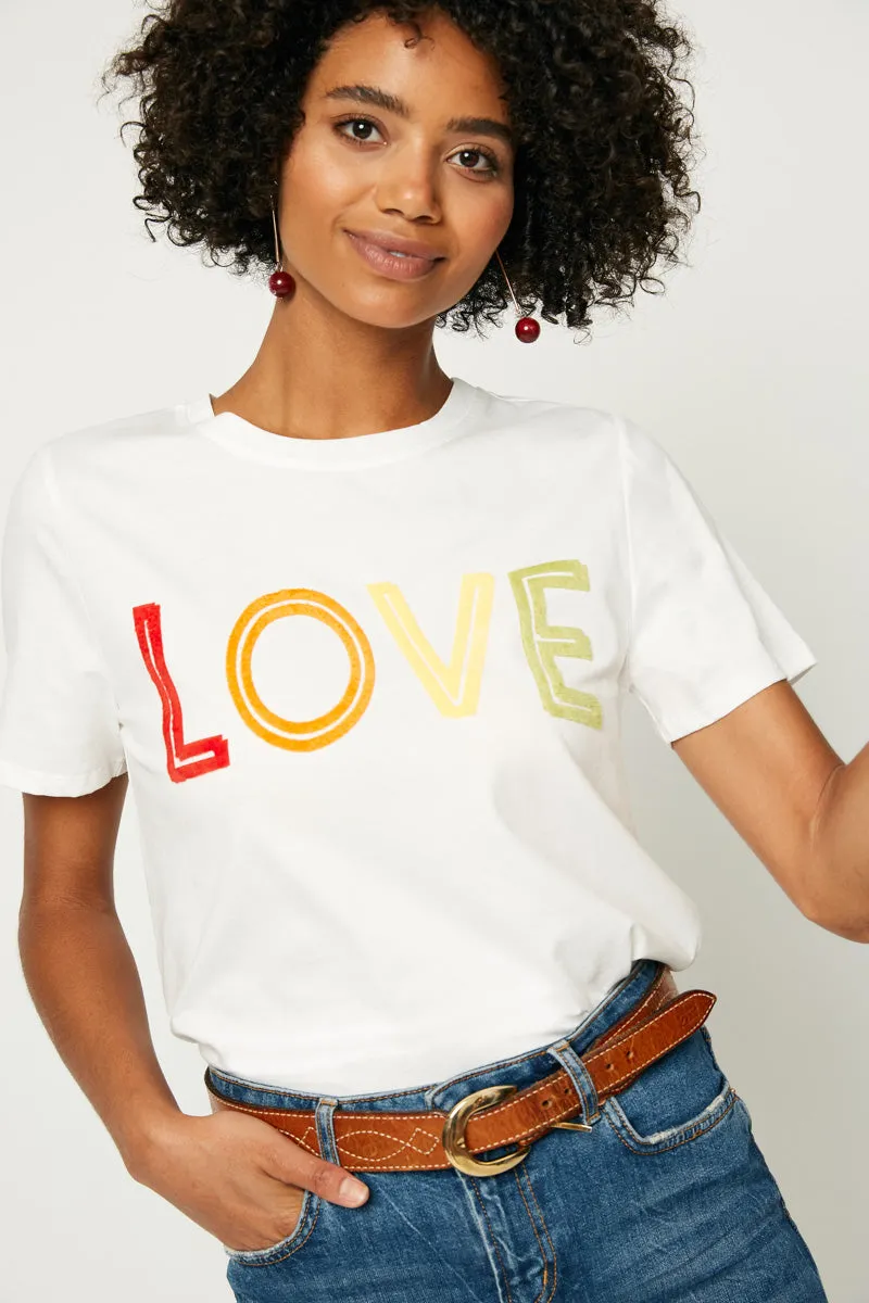 BreathableMeshPanels Contemporary Cut Love Flocked T Shirt