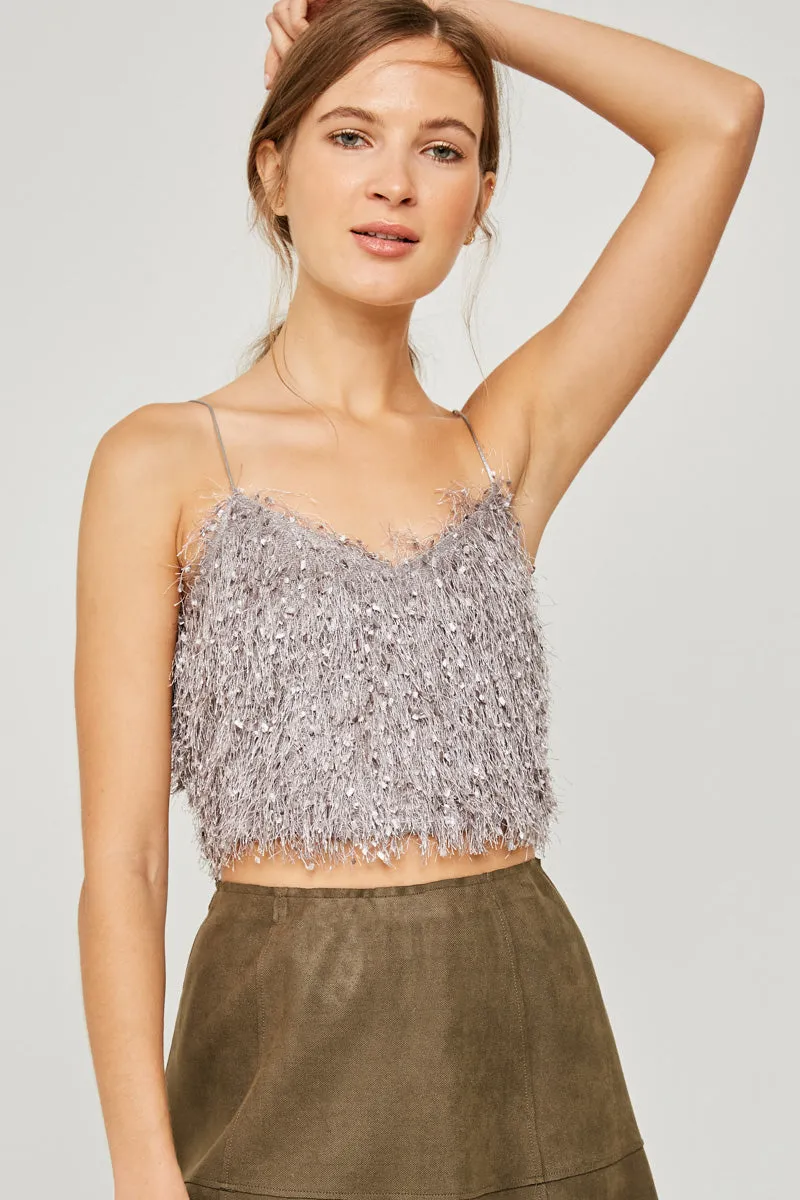 BondedShoulderTaping Textured V-Neck Cropped Tank