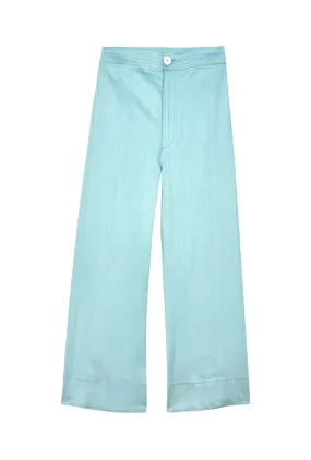 SAMPLE - The Charlie Pant - Aqua Faille Wide-leg cut NonSlipInnerGrip