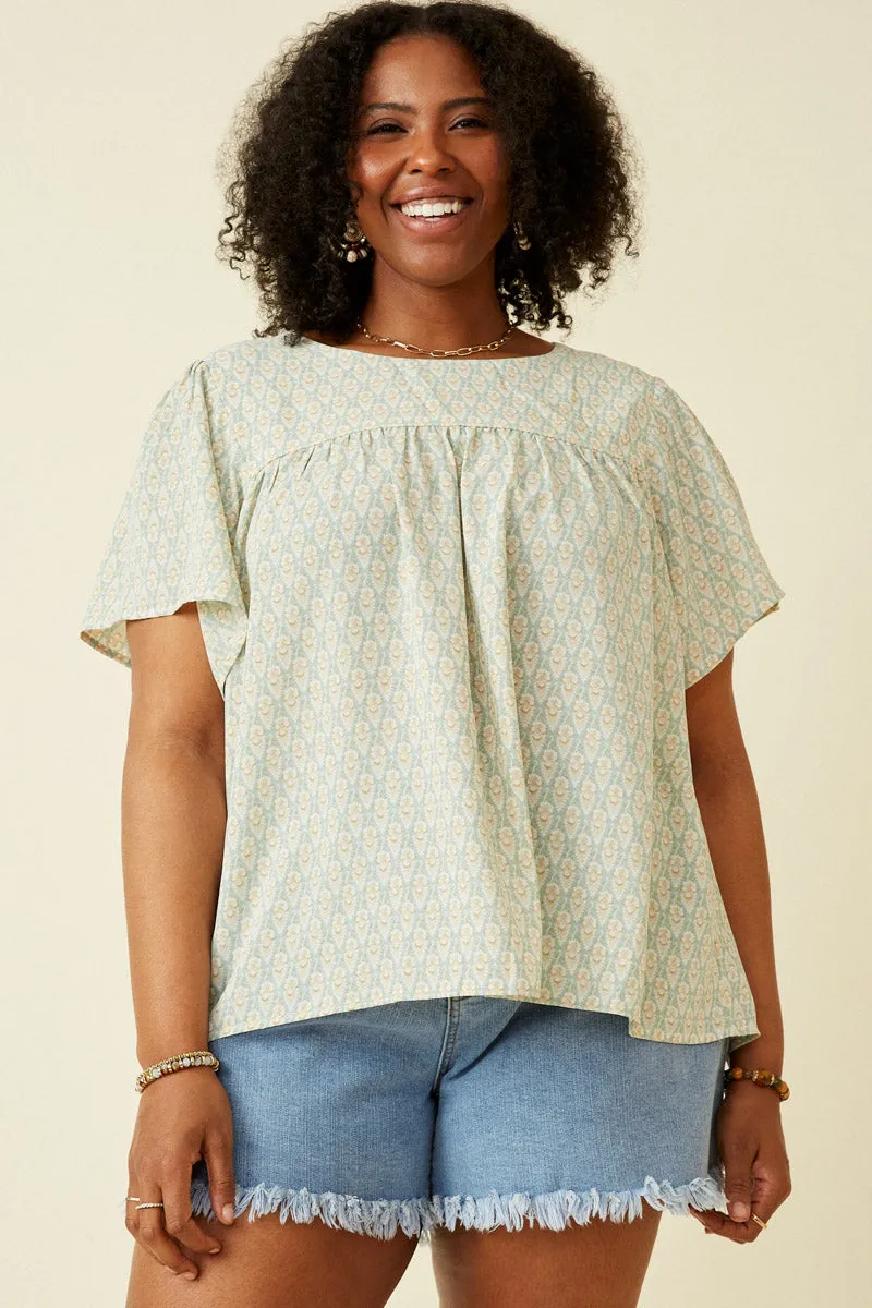 Paisley Print Flutter Sleeve Top Fade Resistant Finish