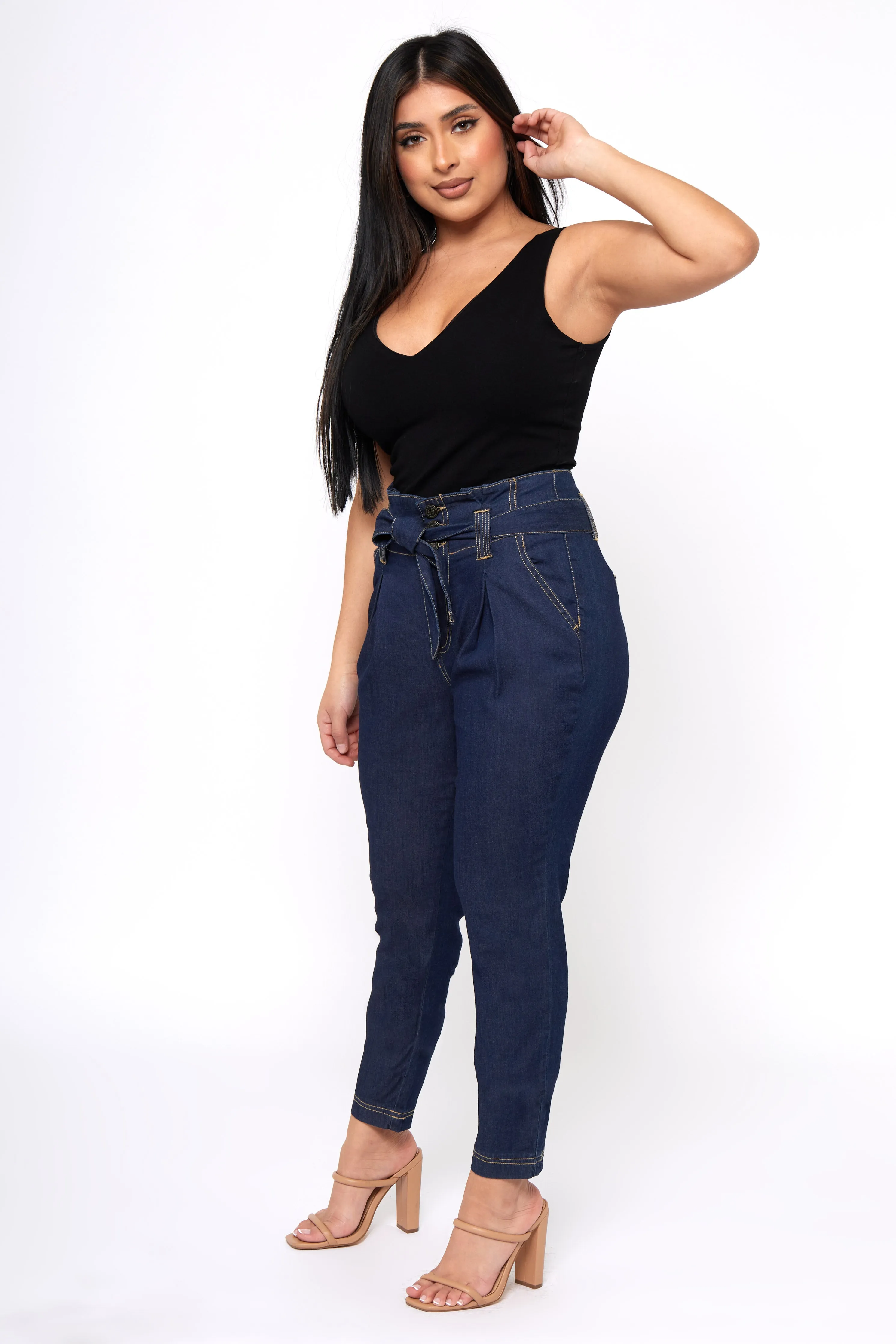 Modern Casual Breathable Feel I Got it From My Mama - Paper Bag Waist Jeans