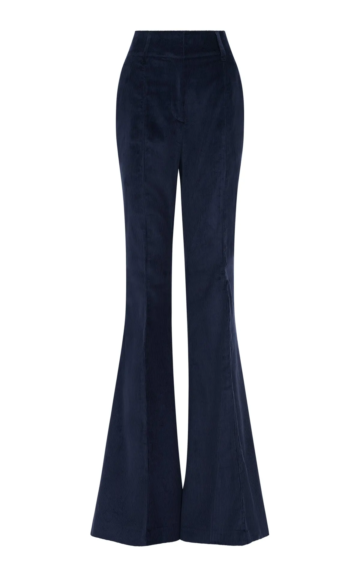 NonPill Surface Treatment Stretch Material Ianthe Flare Pant in Dark Navy Sea Island Cotton Corduroy