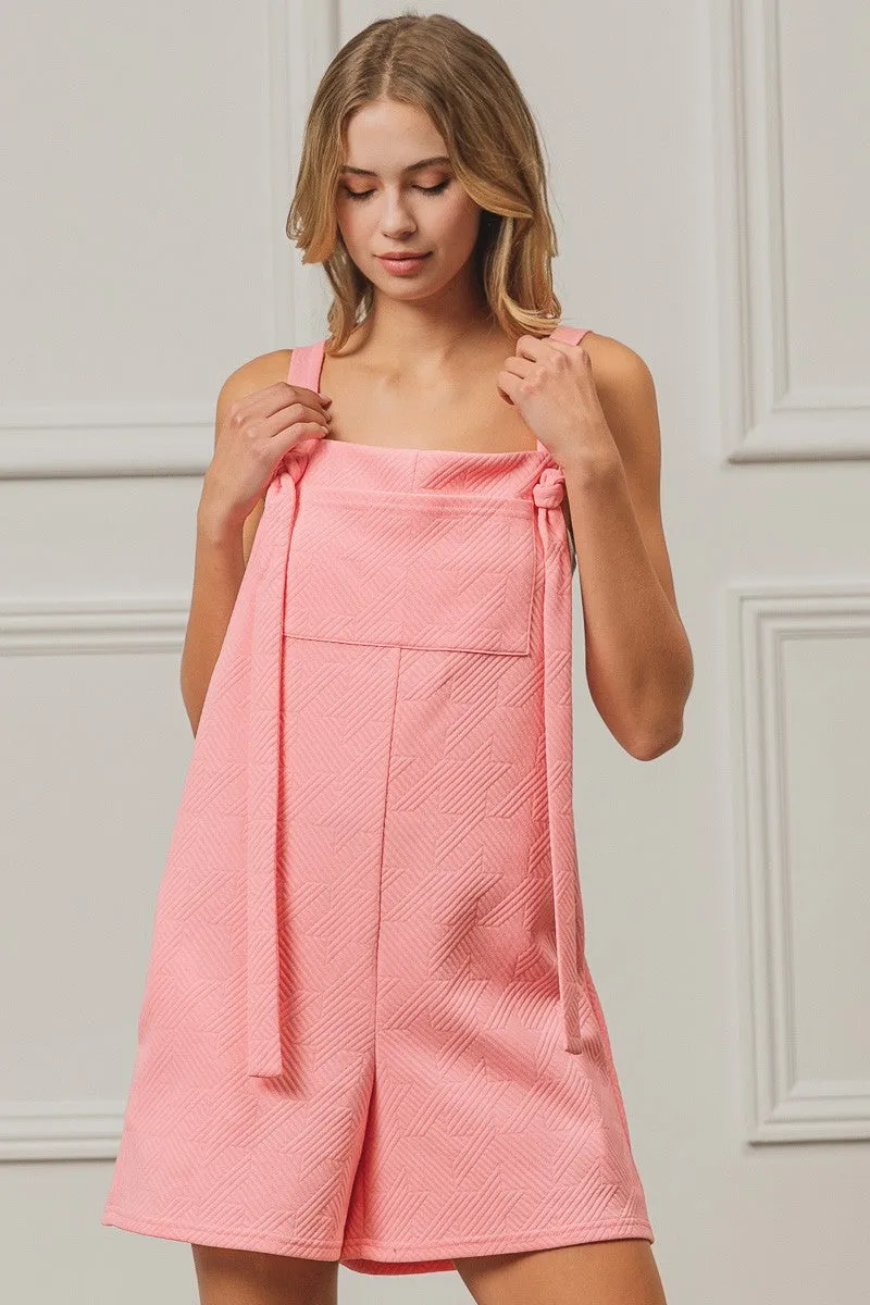 Soft Stretch Tall Length IB1306J-01 | TEXURED JACQUARD ROMPER WITH SIDE POCKETS