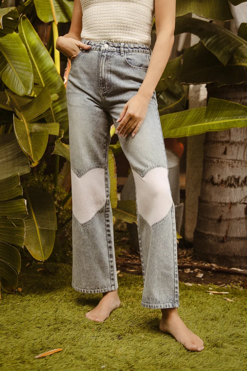 IB1570S-01 | HEART DETAIL WASHED DENIM Detachable belt No Gap Waist