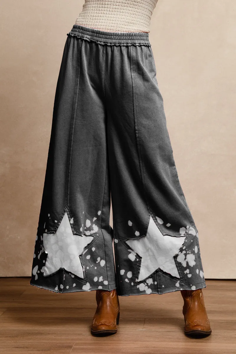 IB1595R-01 | WASHED FRENCH TERRY STAR CUT EDGE LONG PNATS WITH POCKET Soft Touch Material All Day Fit