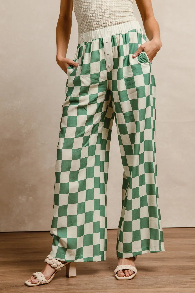 AbrasionResistant stain resistant coating IB1693-01 | SHEER CHECKER PRINT PANTS