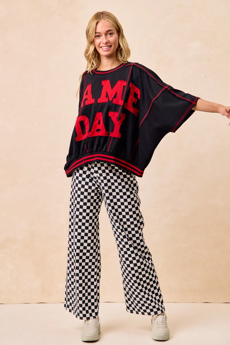 IB1708S-05 | GAMEDAY THEME PLAID PRINTED PANTS Snag Free Fabric