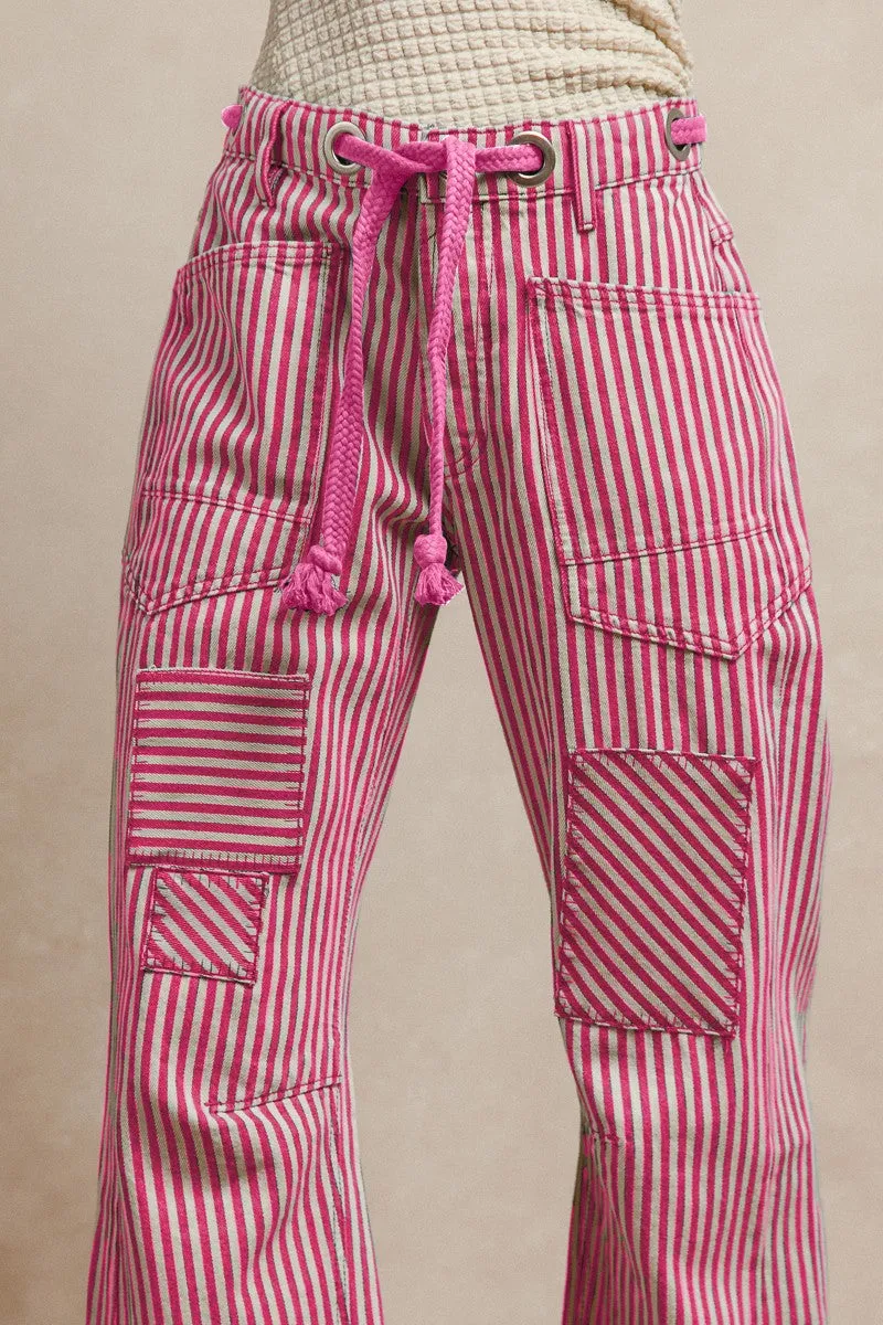IB1717-01P | STRIPED TWILL BARREL PANTS Simple Urban Layer
